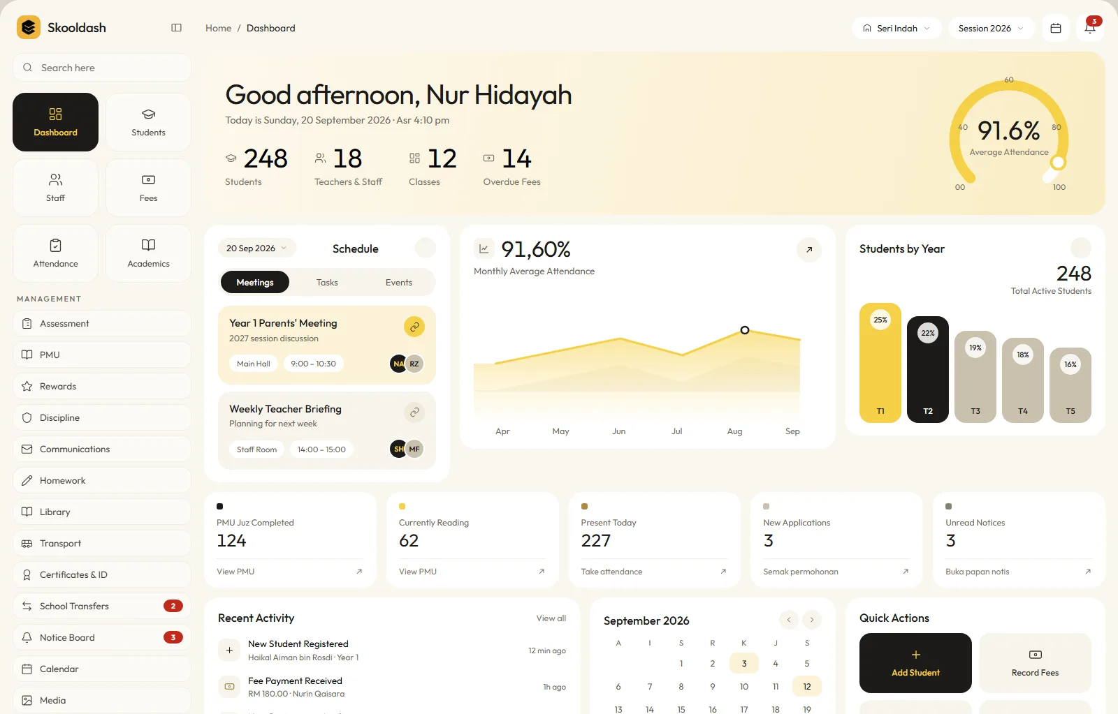 Skooldash dashboard: Skoo AI